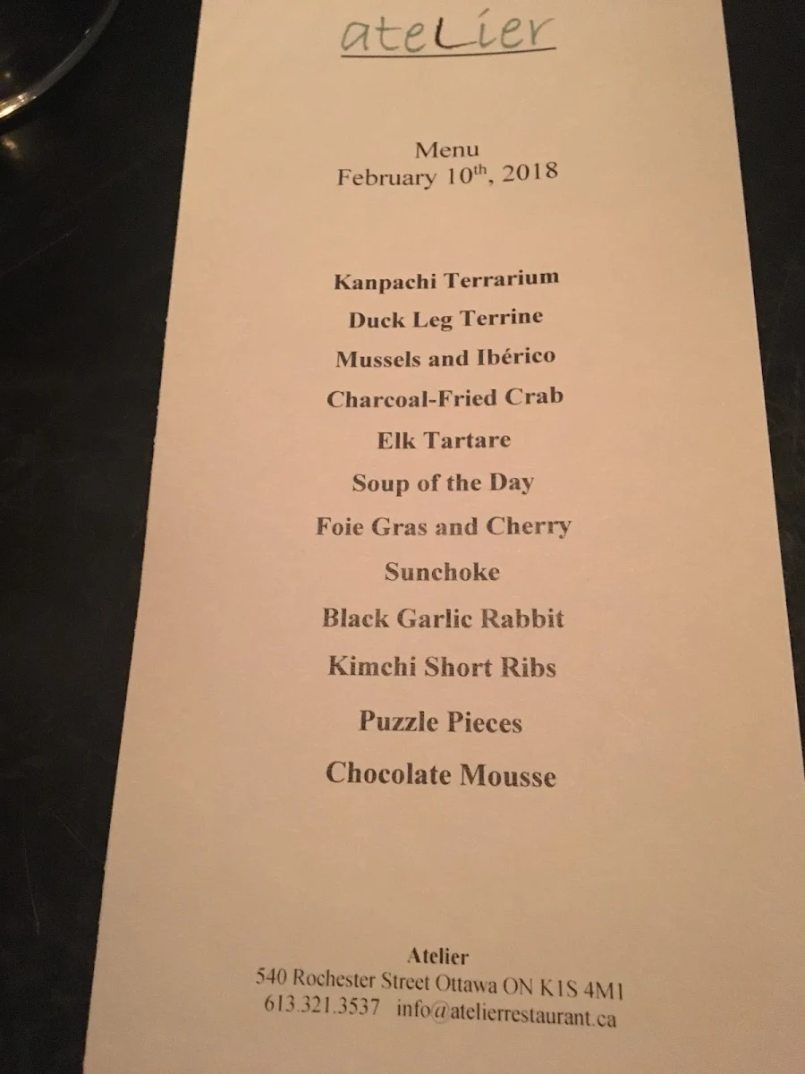 Menu, Atelier