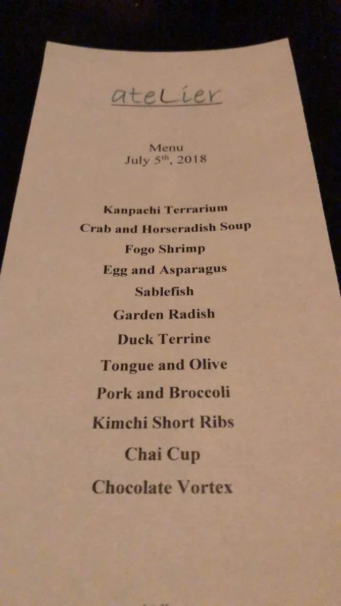 Menu, Atelier
