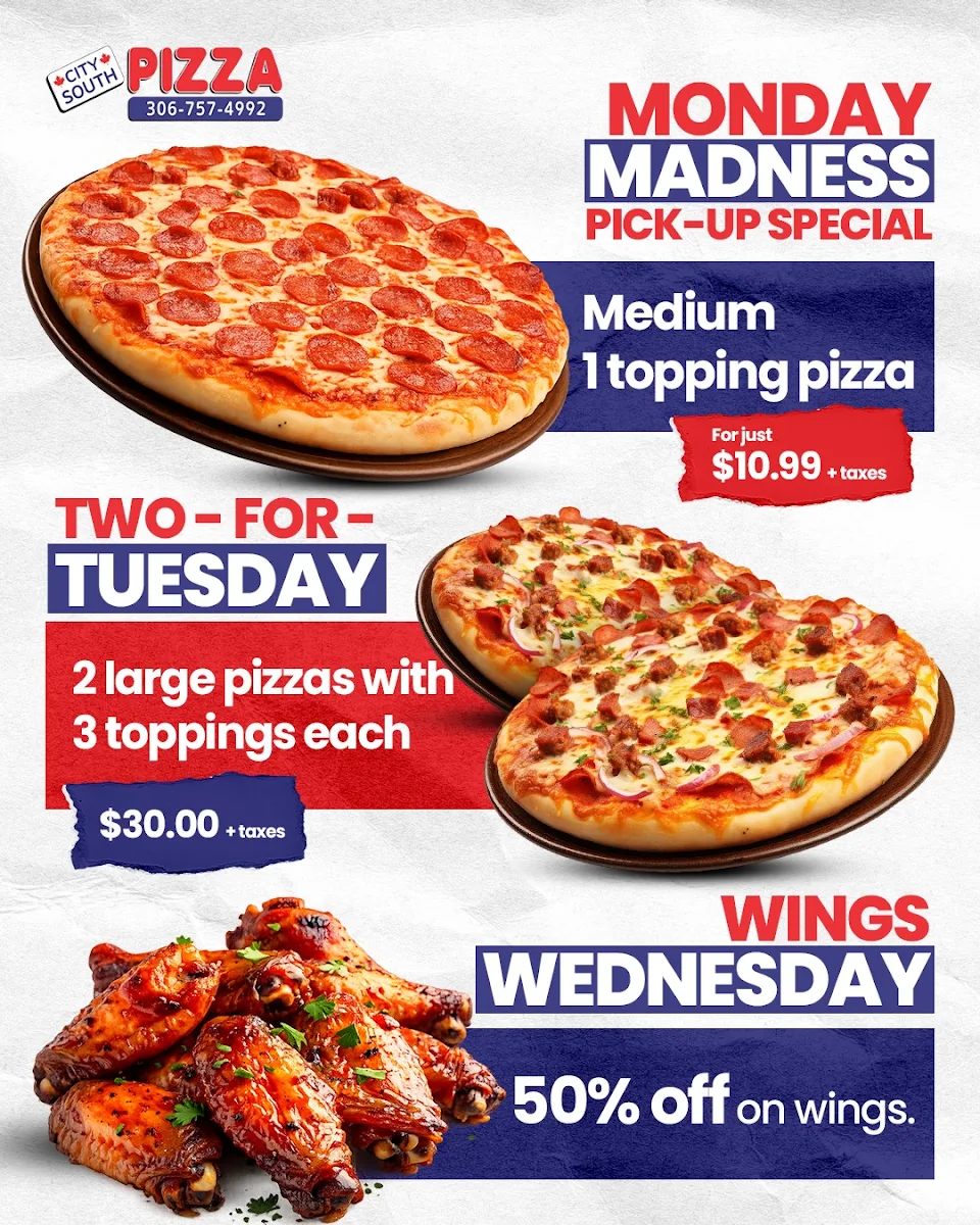 Menu, City South Pizza