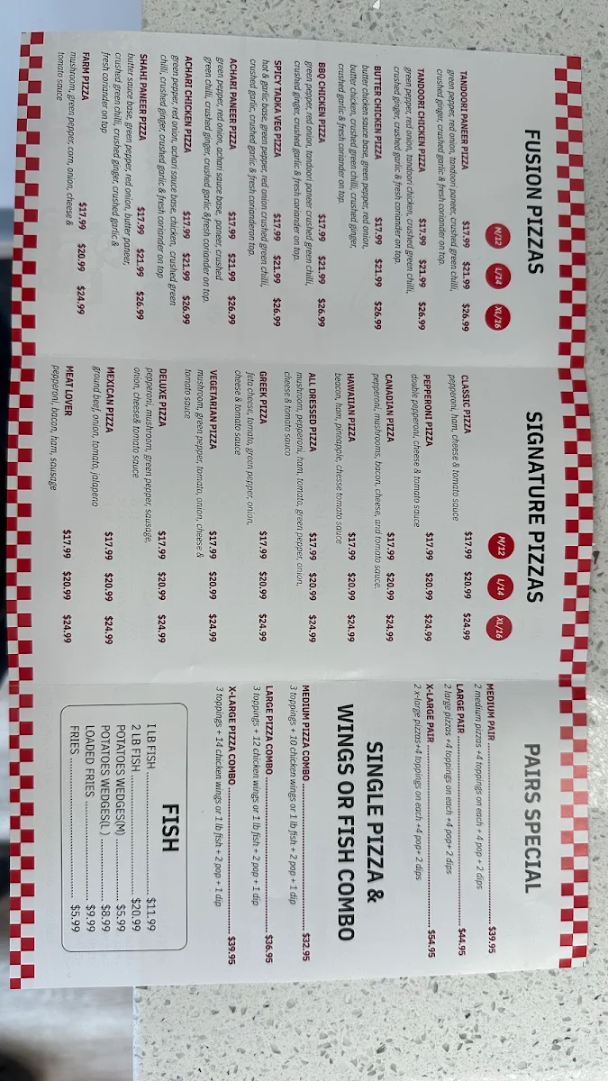 Menu, City South Pizza