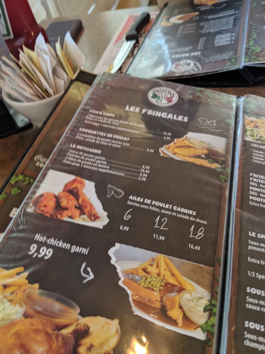 Menu, Pizzéria Davis Arvida