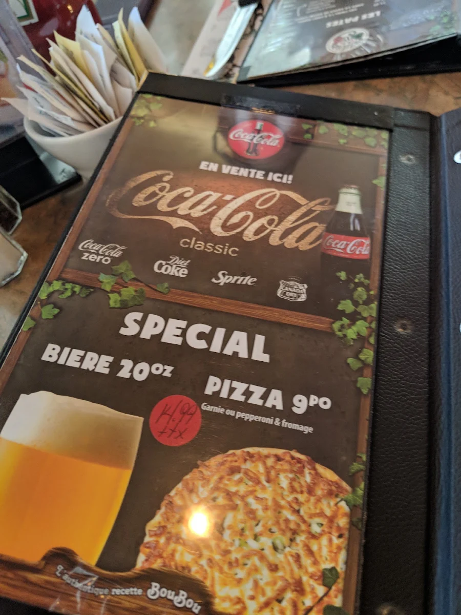 Menu, Pizzéria Davis Arvida