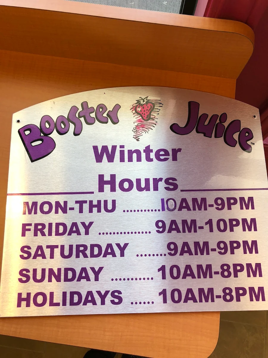 Menu, Booster Juice