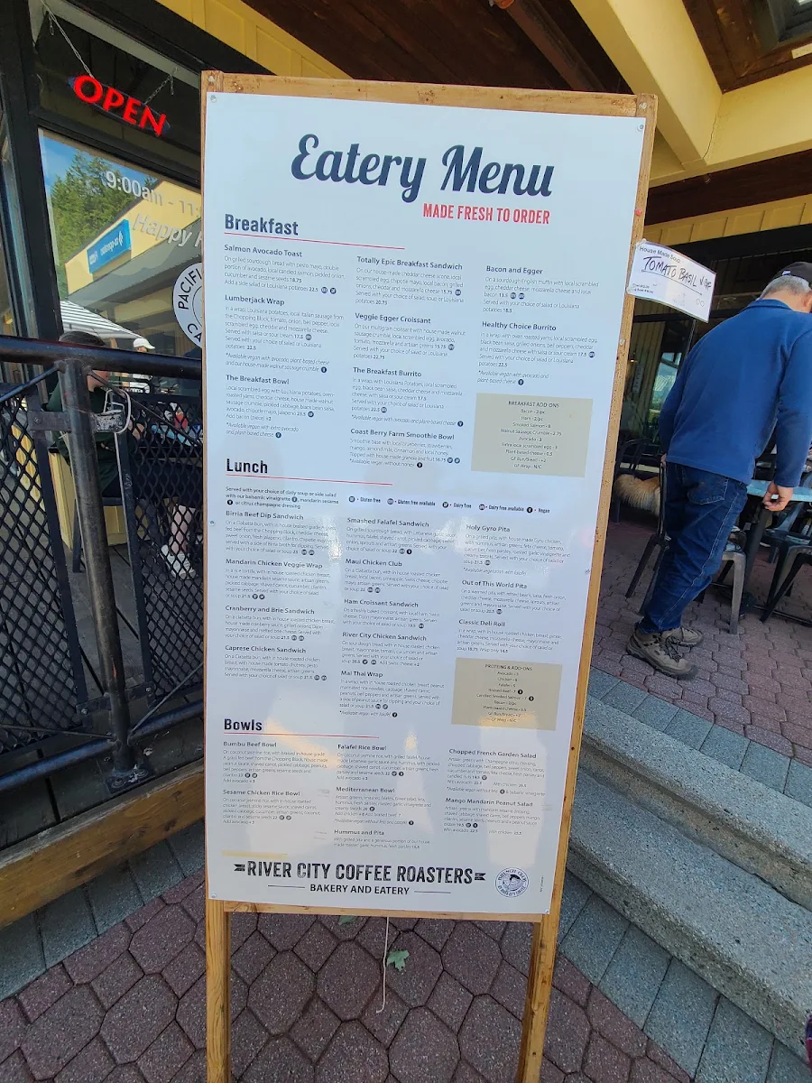 Menu, River City Coffee Roasters, Bakery and Eatery