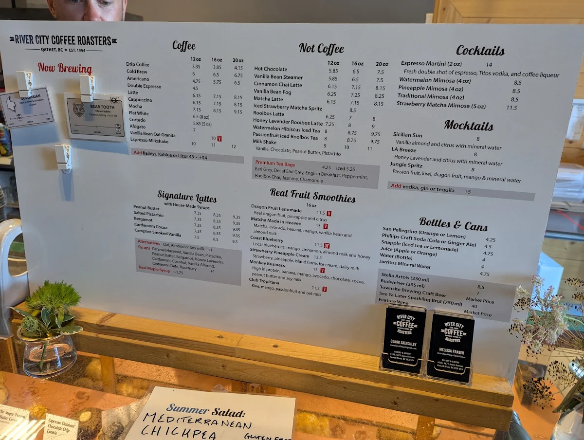Menu, River City Coffee Roasters, Bakery and Eatery