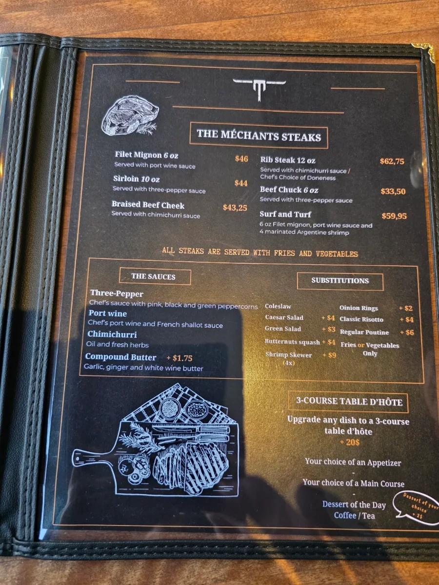 Menu, Méchant Steak Magog