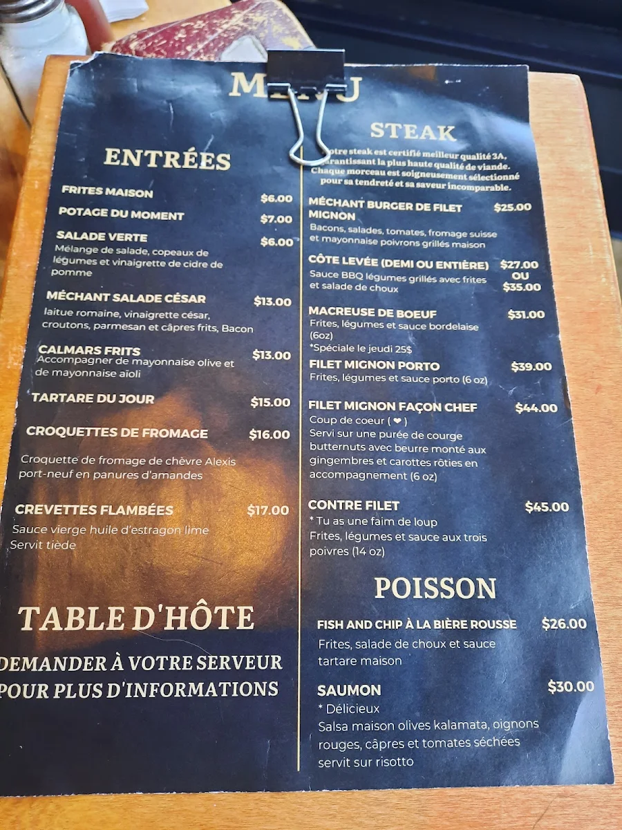 Menu, Méchant Steak Magog