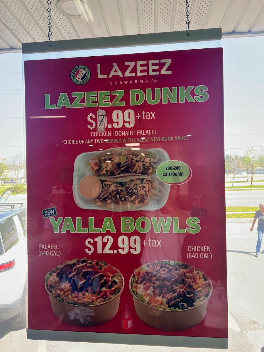 Menu, Lazeez Shawarma