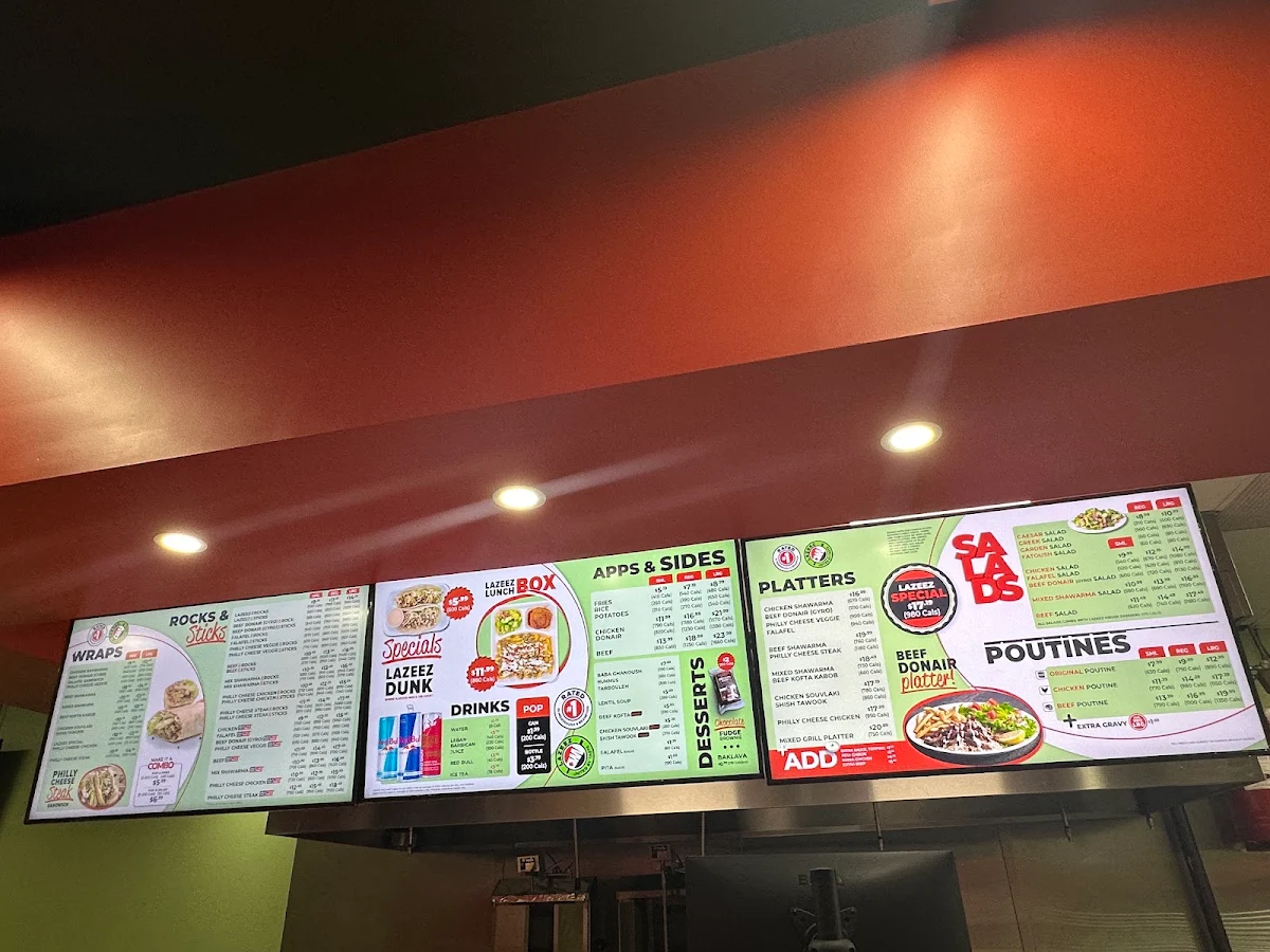 Menu, Lazeez Shawarma