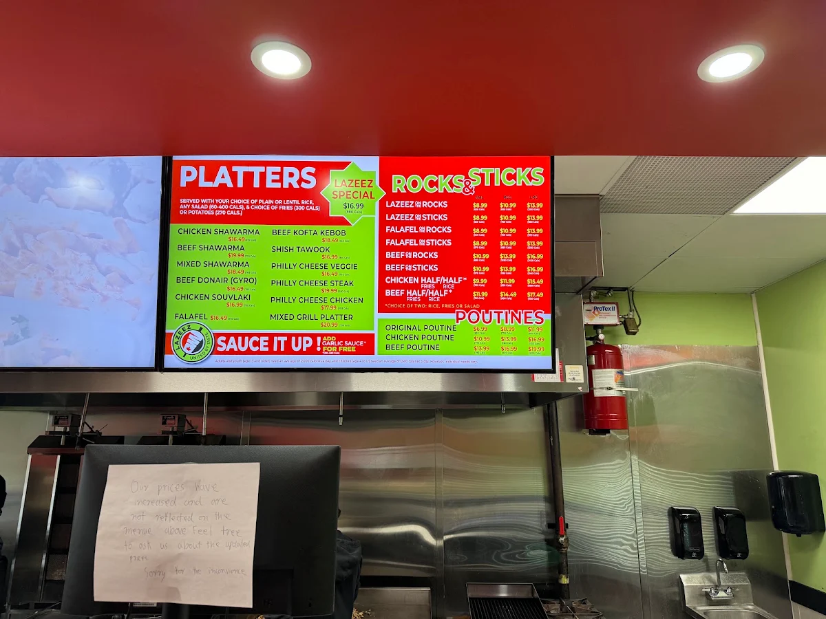 Menu, Lazeez Shawarma
