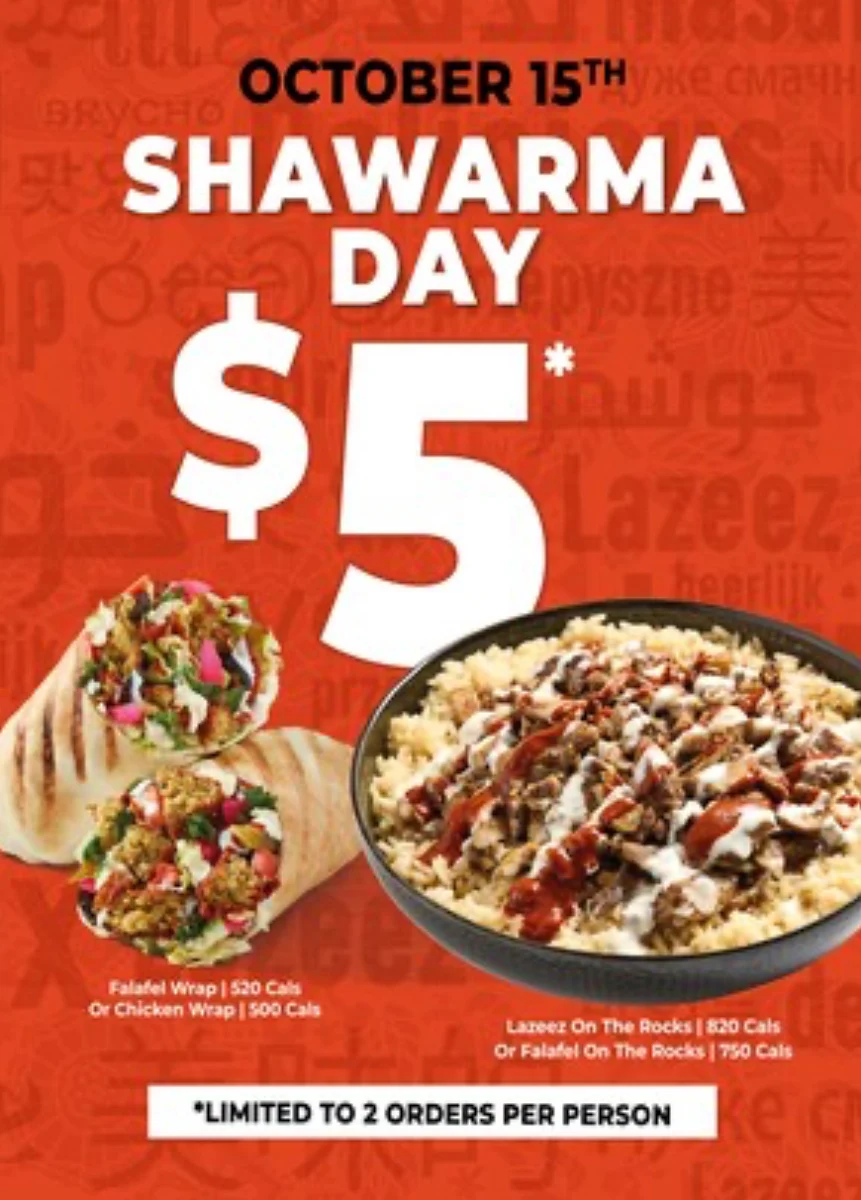 Menu, Lazeez Shawarma