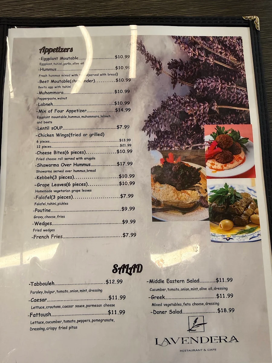 Menu, Lavendera Restaurant & Cafe