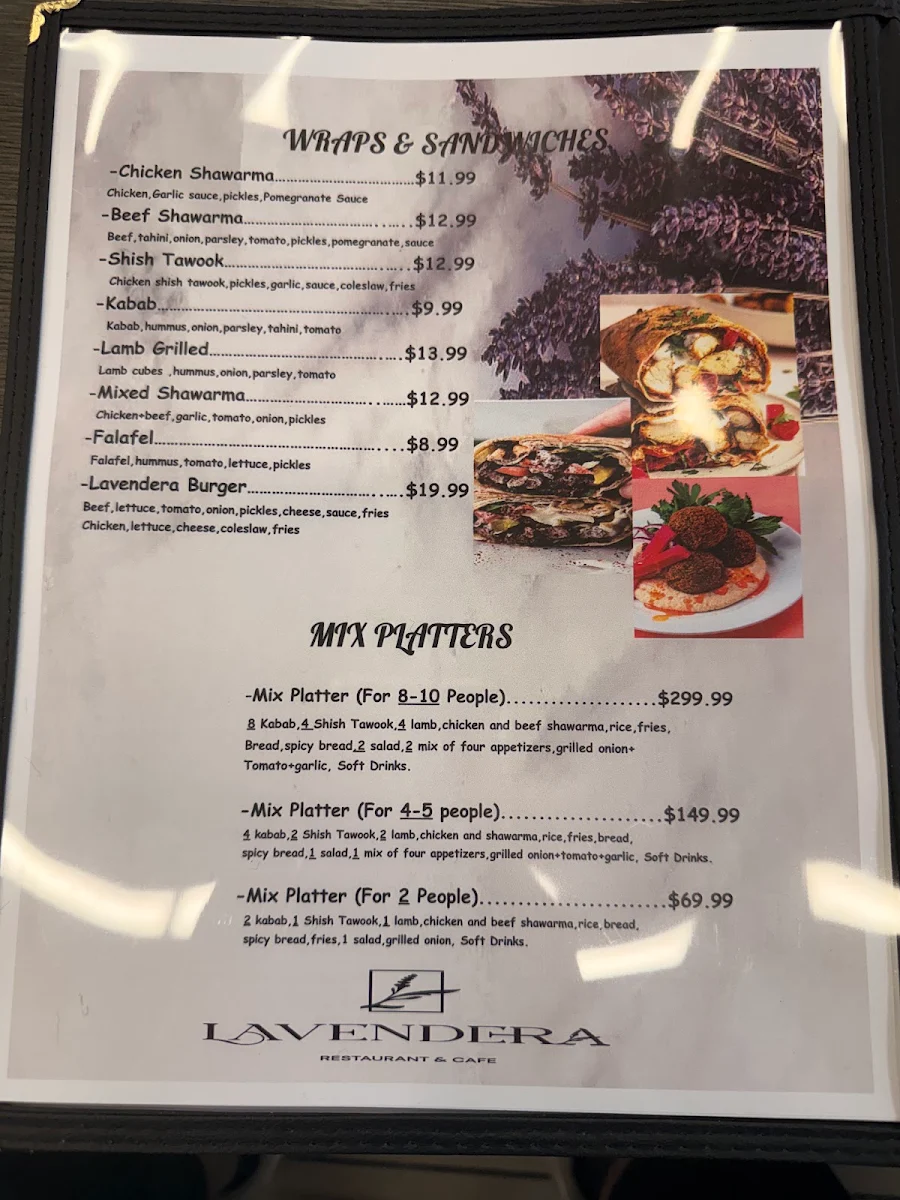 Menu, Lavendera Restaurant & Cafe