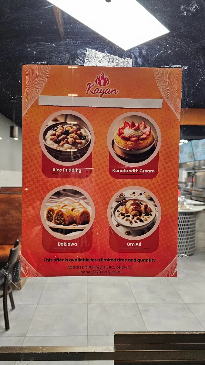 Menu, Kayan Shawarma and Grill House