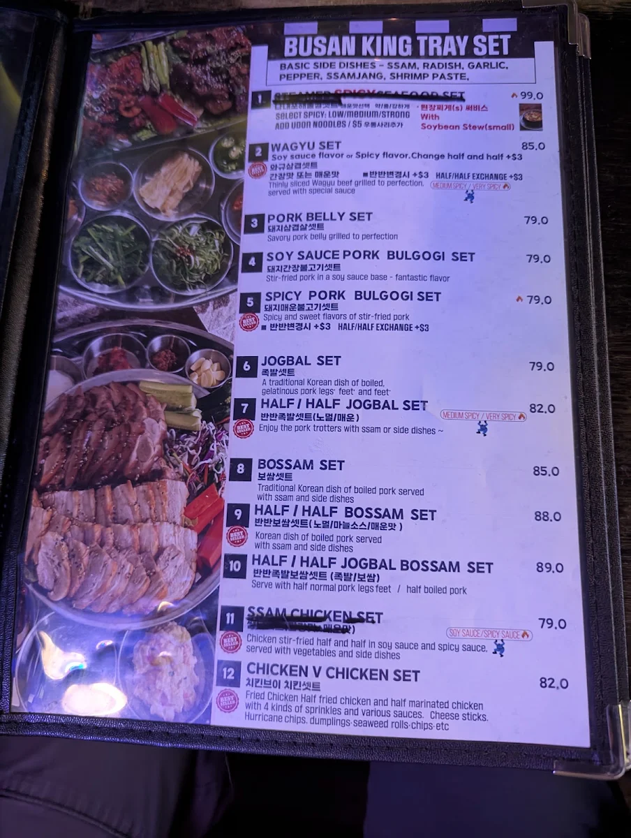 Menu, Chicken V Sydney