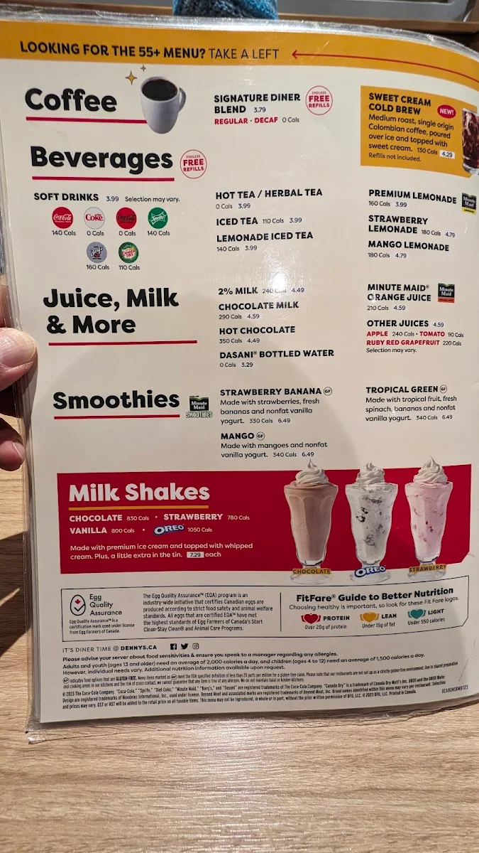 Menu, Denny's Restaurant Abbotsford - Simon Ave