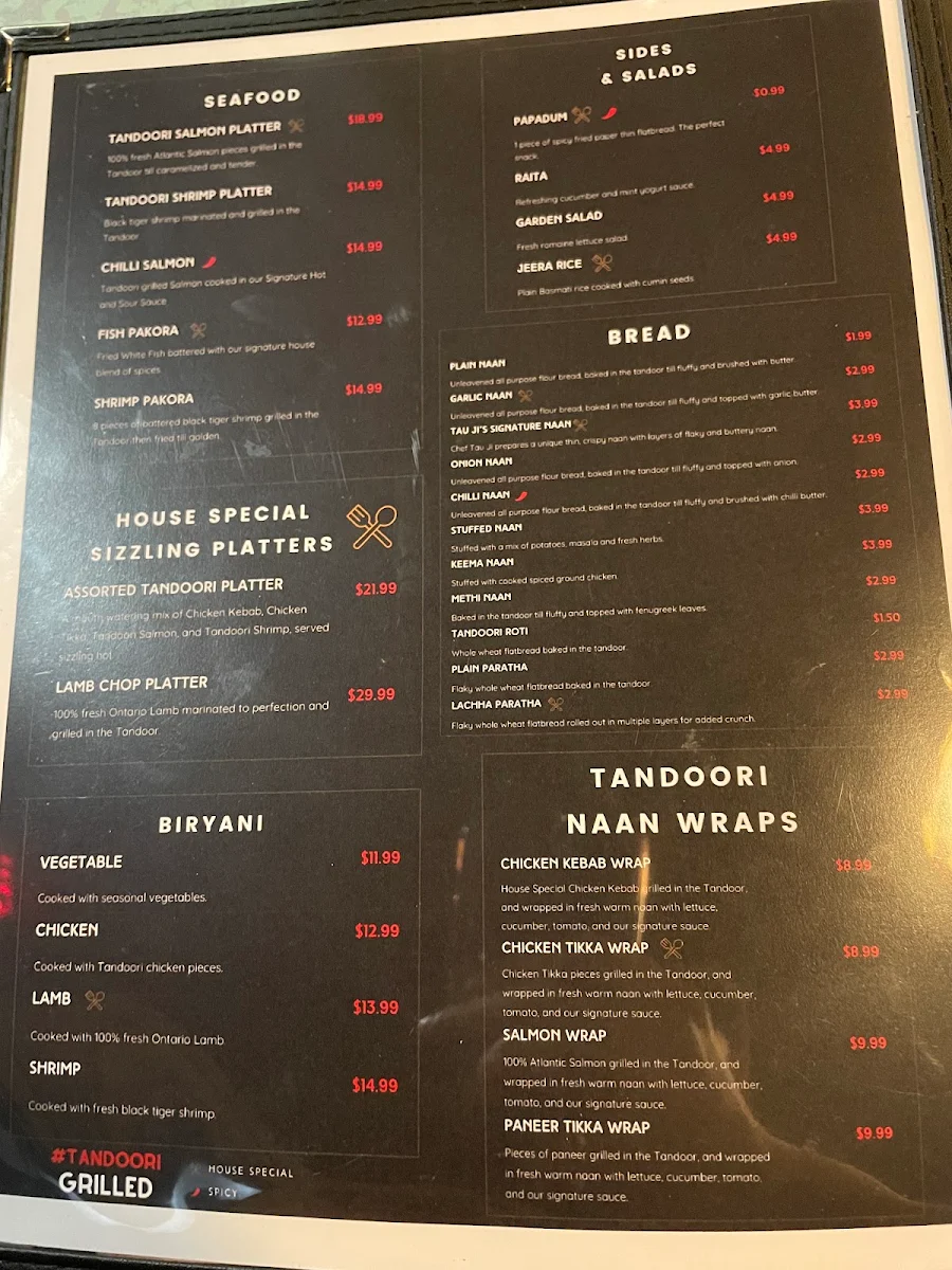 Menu, New Tandoori Nites
