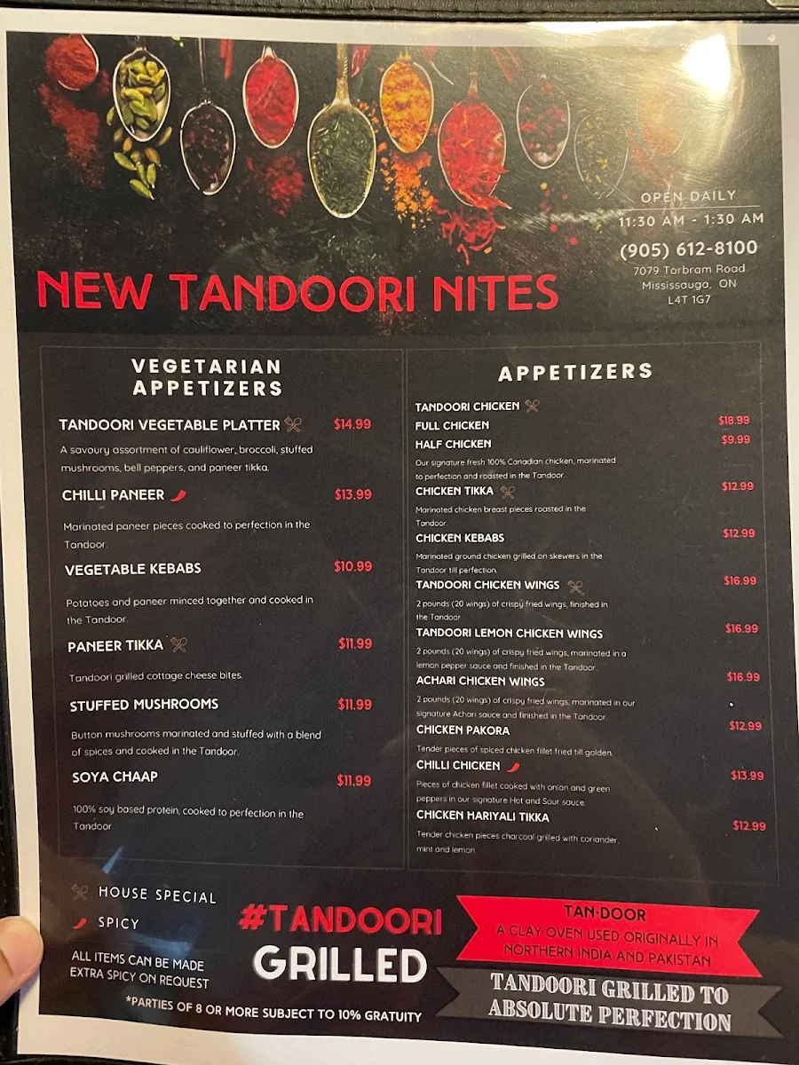 Menu, New Tandoori Nites