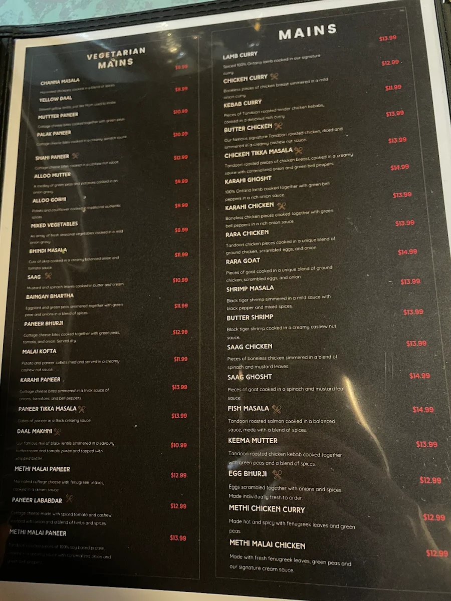 Menu, New Tandoori Nites