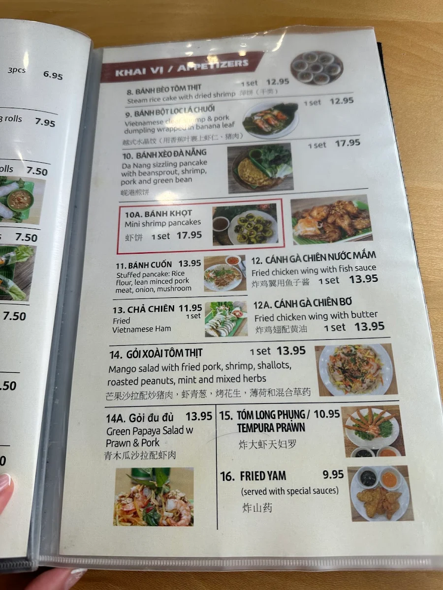 Menu, La Maison Da Nang