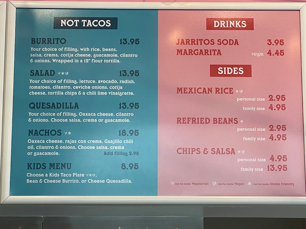Menu, Good Taco