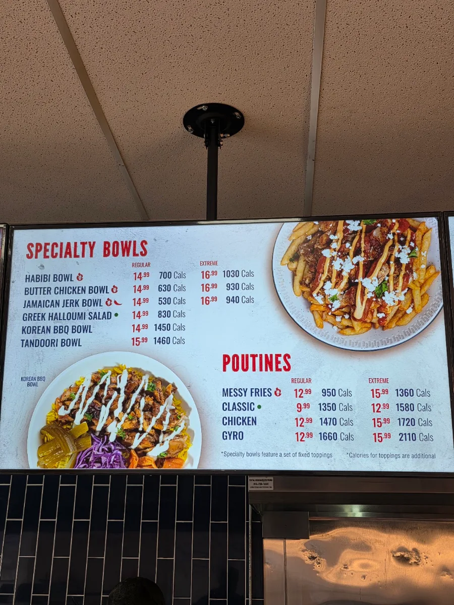 Menu, Tahini's Shawarma