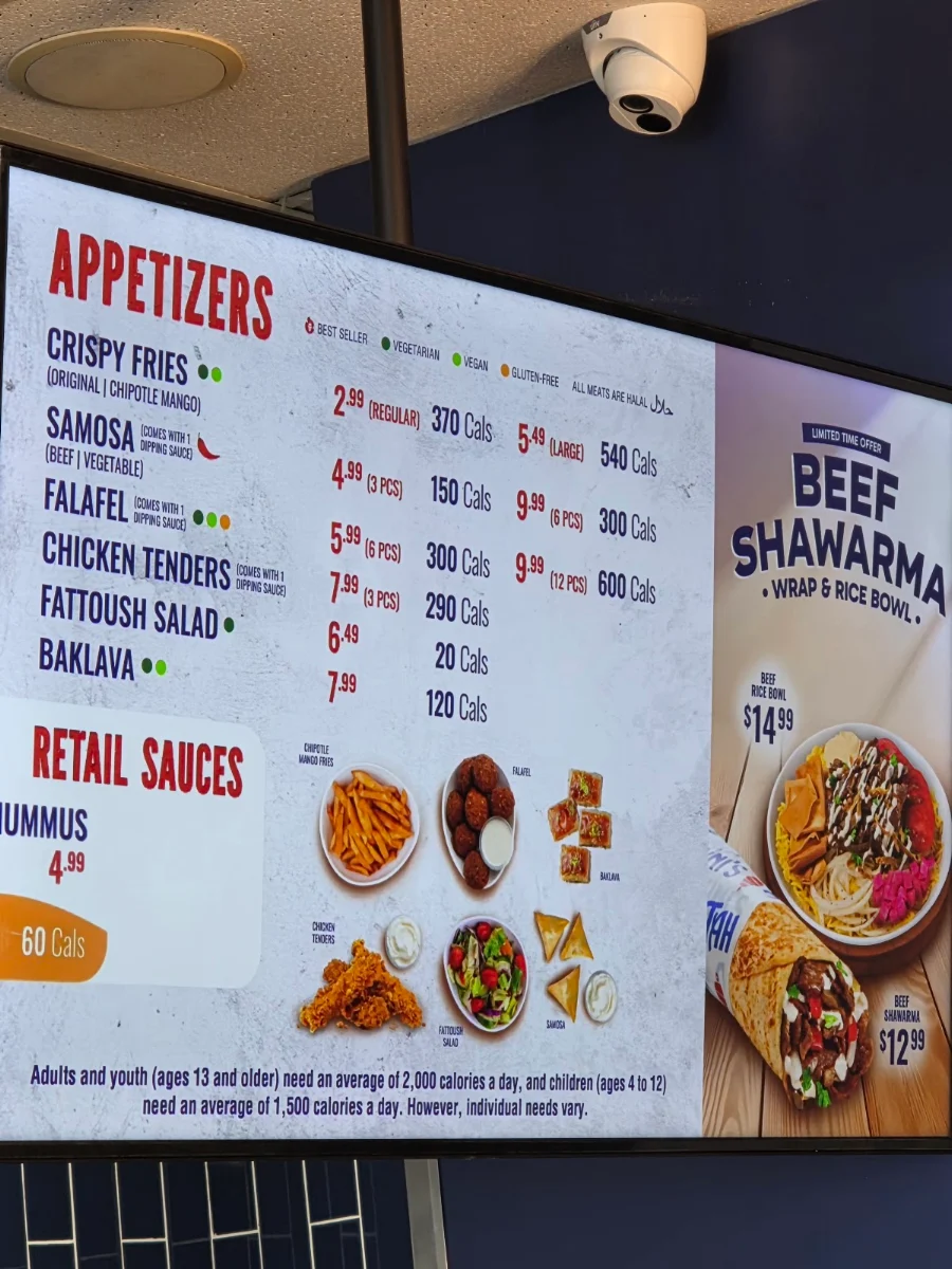 Menu, Tahini's Shawarma