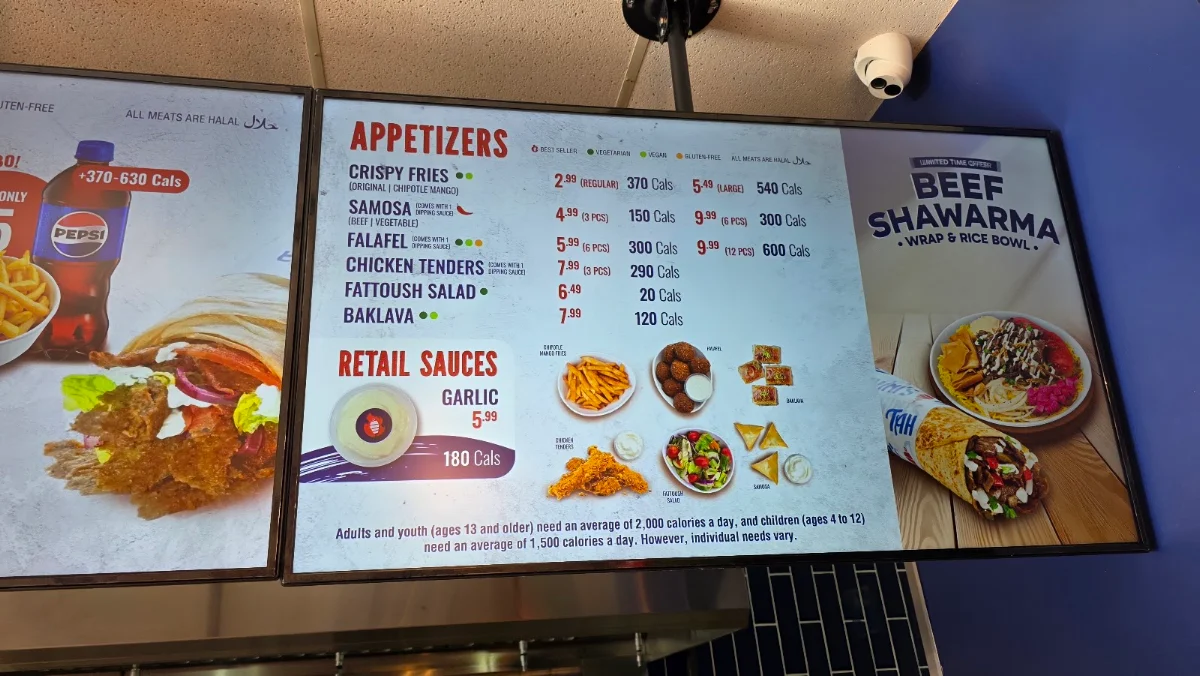 Menu, Tahini's Shawarma