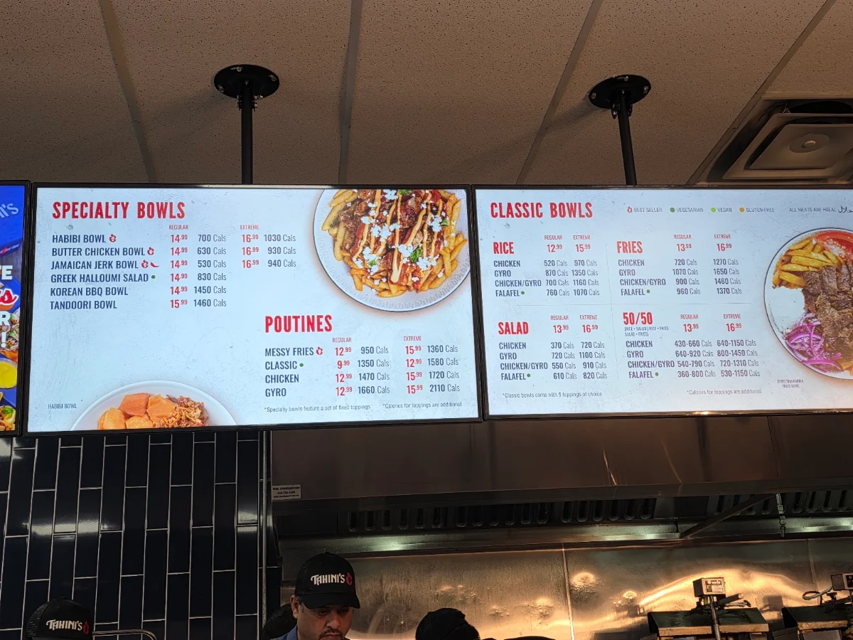 Menu, Tahini's Shawarma