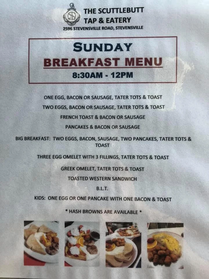 Menu, Scuttlebutt Tap & Eatery