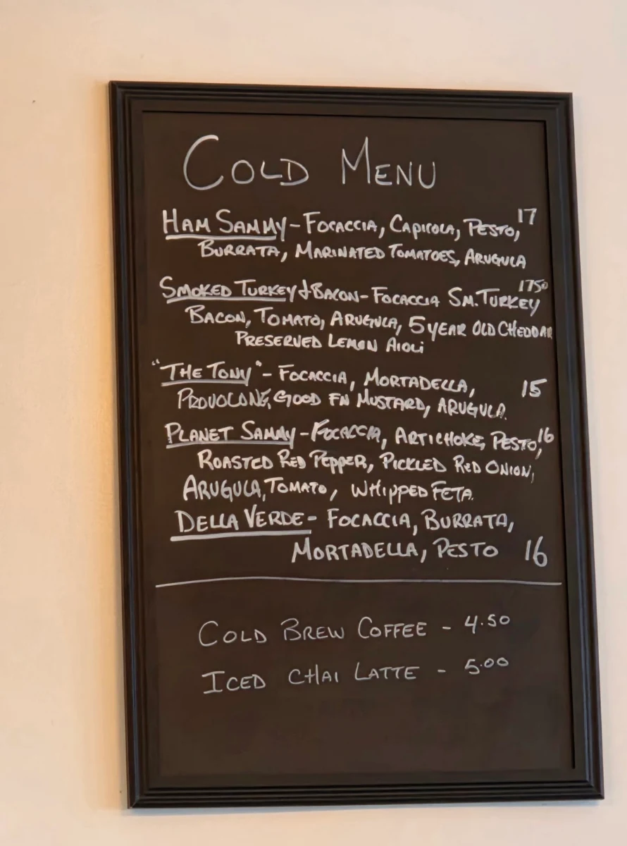 Menu, Taylor's Delicatessen