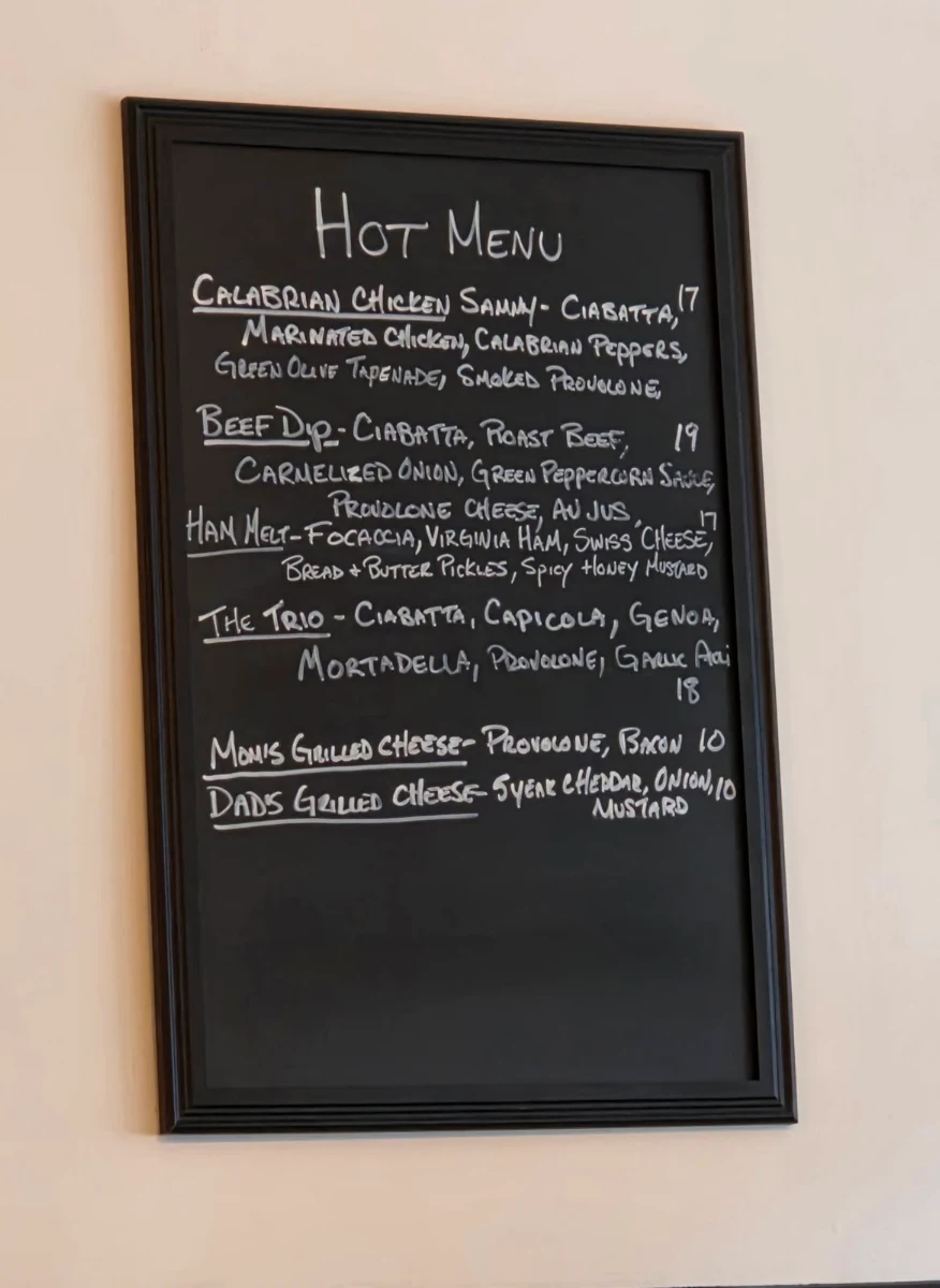 Menu, Taylor's Delicatessen