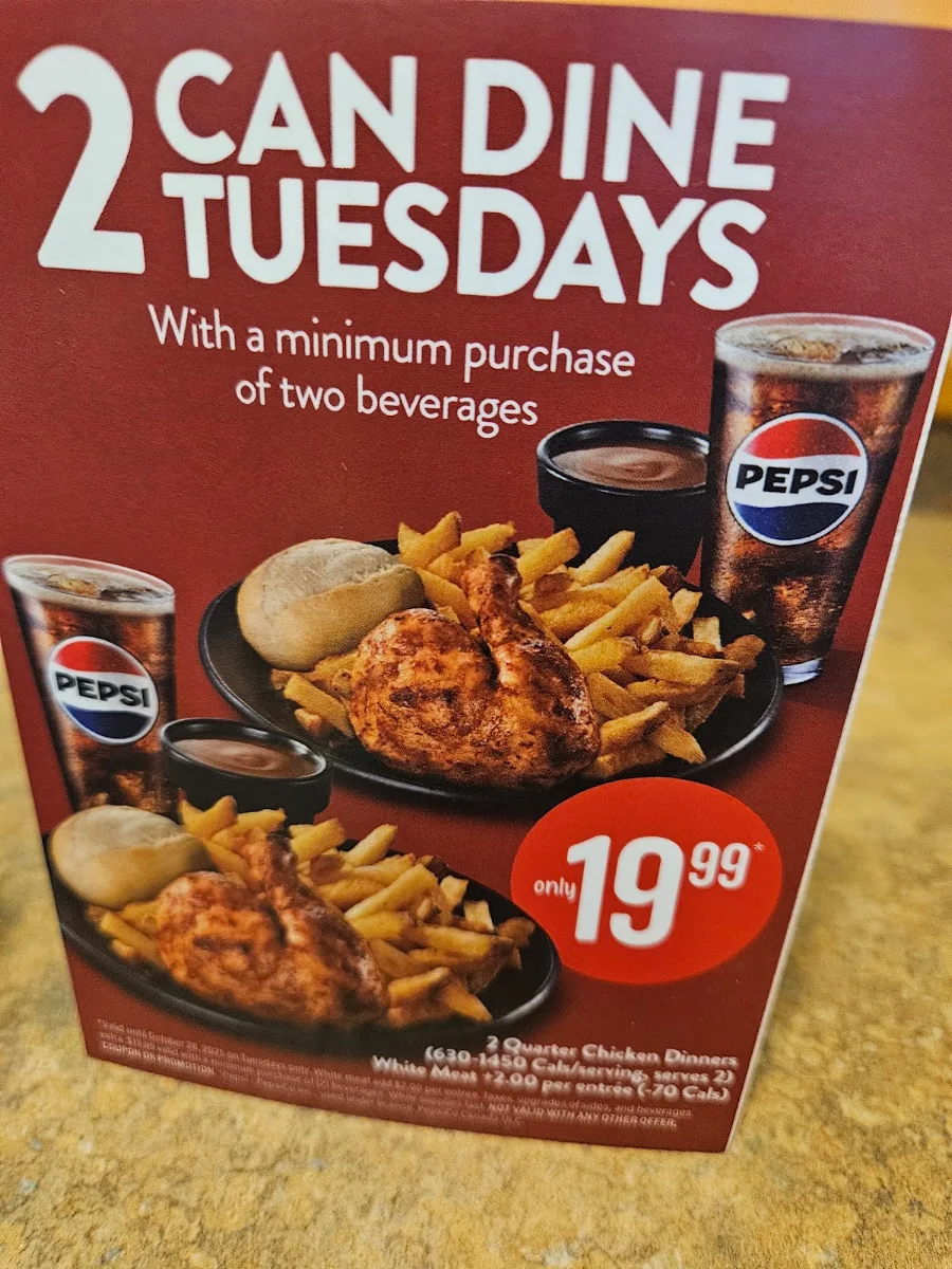 Menu, Swiss Chalet