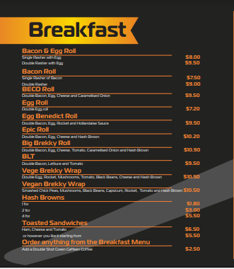 Menu, Mountain Munchies