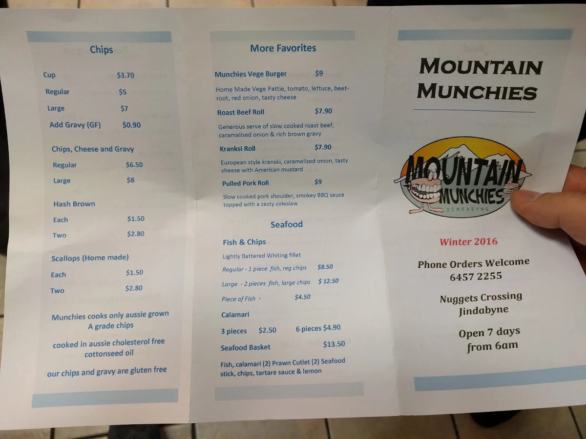 Menu, Mountain Munchies