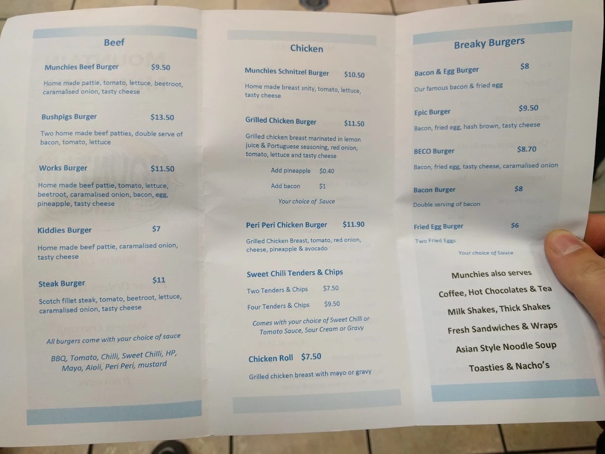Menu, Mountain Munchies