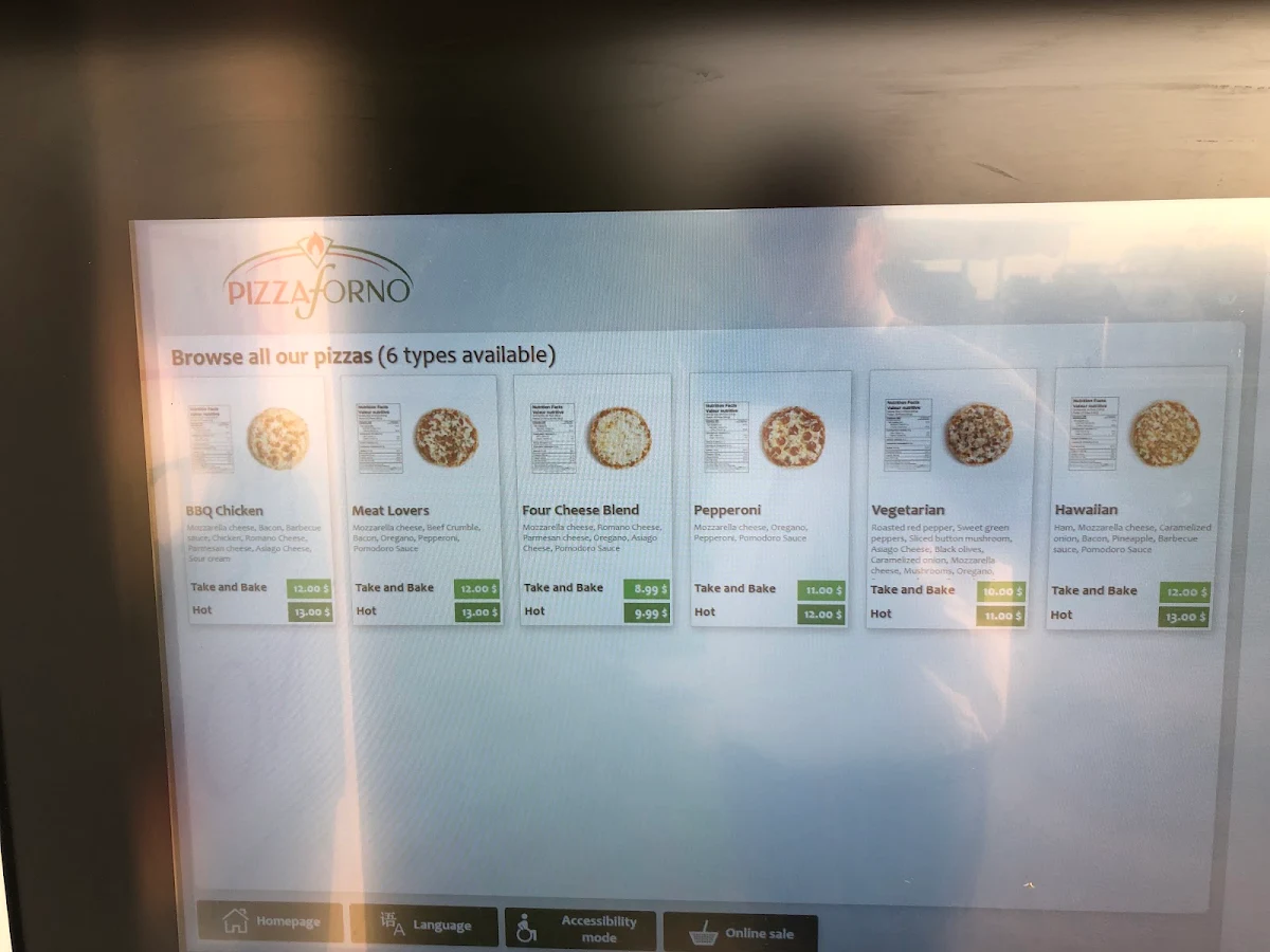 Menu, PizzaForno