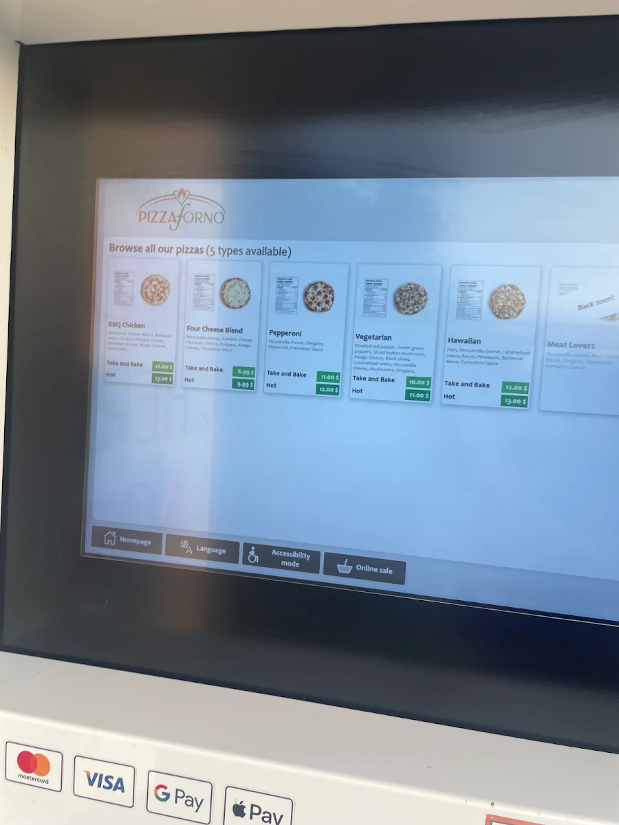 Menu, PizzaForno