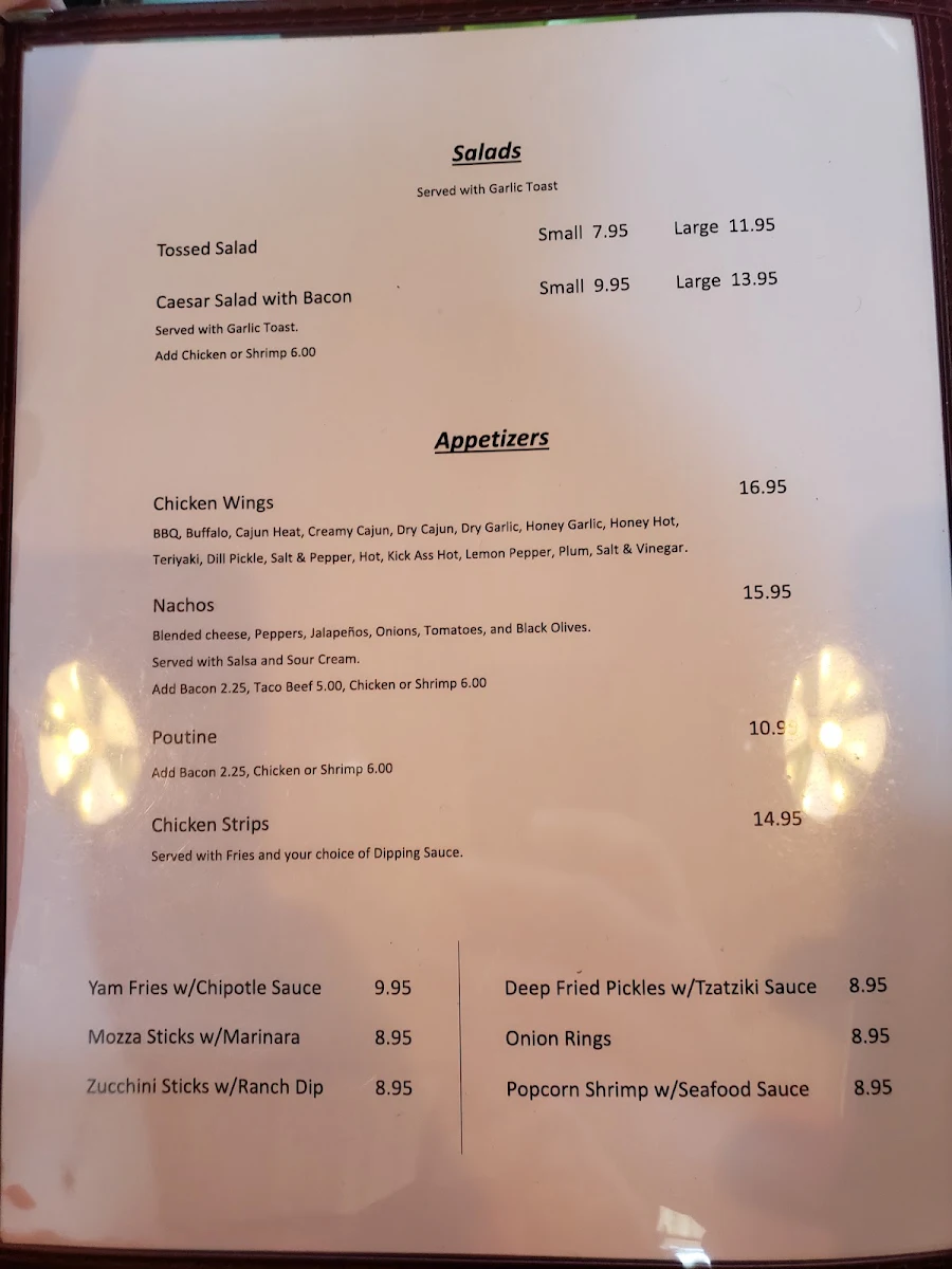 Menu, The Ridge Roadhouse