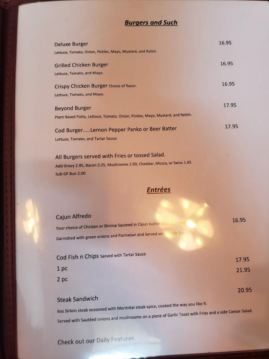 Menu, The Ridge Roadhouse