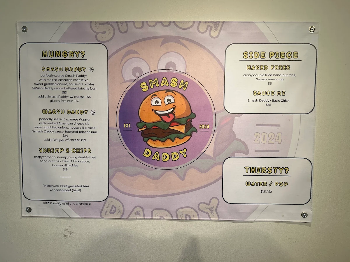 Menu, Smash Daddy - ByWard Market