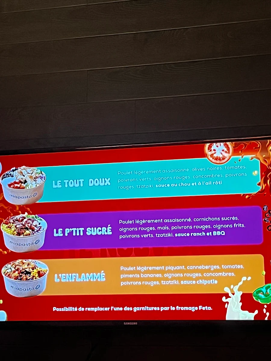 Menu, Mia Pasta - Valleyfield