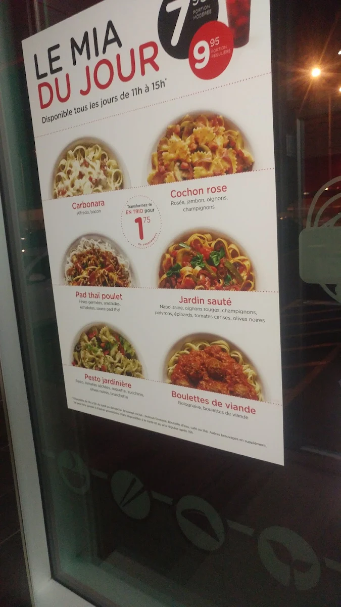 Menu, Mia Pasta - Valleyfield