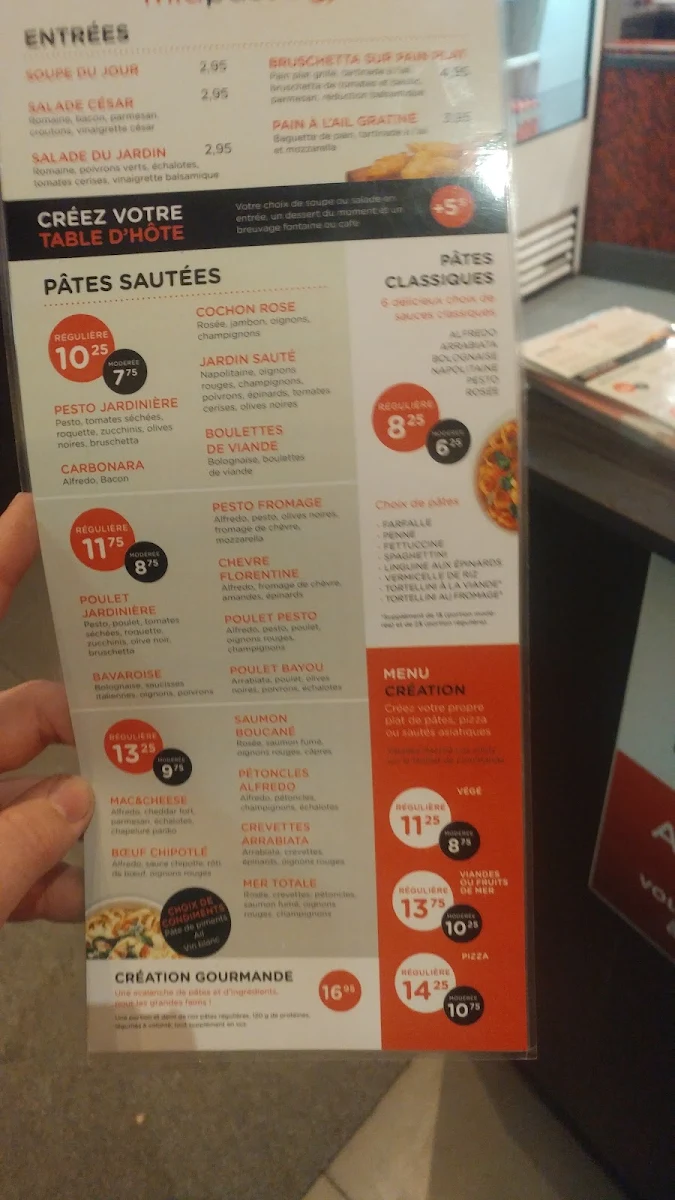 Menu, Mia Pasta - Valleyfield
