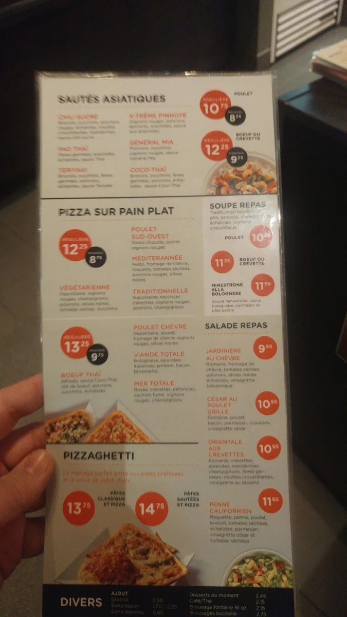Menu, Mia Pasta - Valleyfield