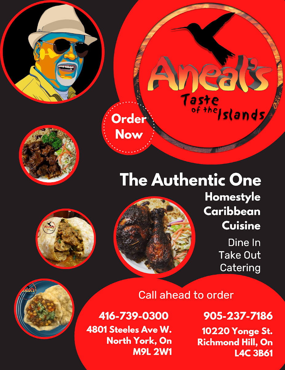 Menu, Aneal’s Taste Of The Islands