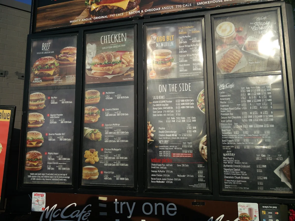 Menu, McDonald's