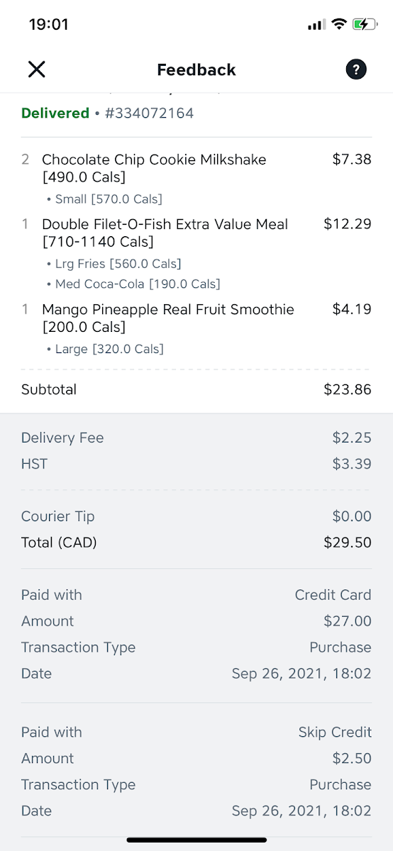 Menu, McDonald's