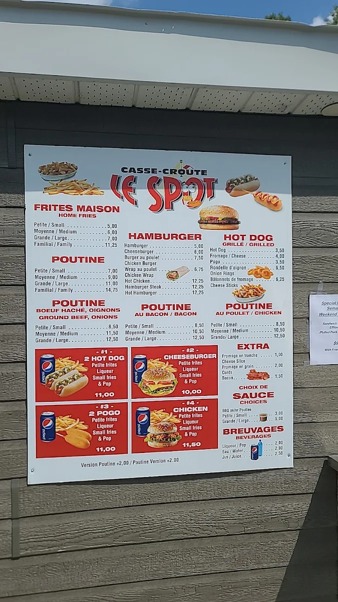 Menu, Casse-Croute Le Spot