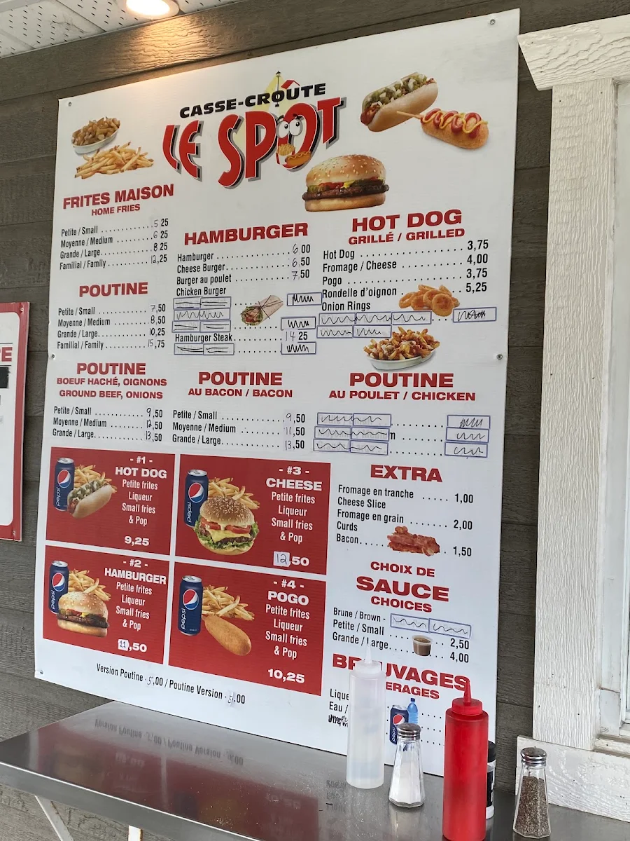 Menu, Casse-Croute Le Spot